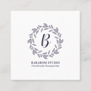 Moderne violette Kranzmonogramm Professional Quadratische Visitenkarte