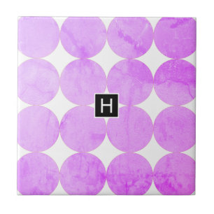 Moderne violette Kreise   Monogramm Fliese