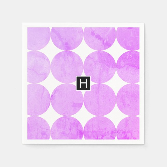 Moderne violette Kreise | Monogramm Serviette (Vorderseite)