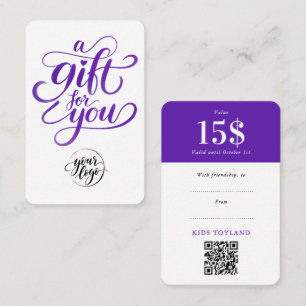 Moderne violette Rabatt-Promotion Geschenkkarte QR Rabattkarte