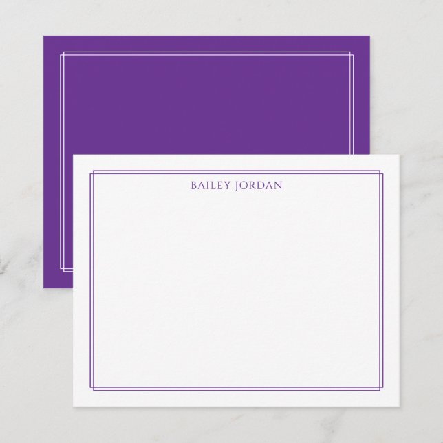 Moderne violette Schreibwaren mit doppeltem Rand Mitteilungskarte (Vorne/Hinten)