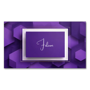 Moderne violette sechseckige geometrische Goldene Magnetische Visitenkarte