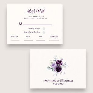 Moderne violette Typografie-RSVP-Karte Begleitkarte