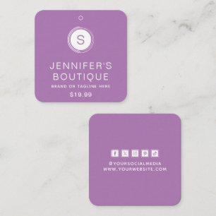 Moderne violette und weiße Boutique-Markenbildung Telefonnummerkarte
