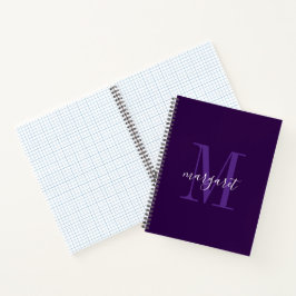Moderne violette und weiße Monogramm-Name Spiralbl Notizbuch