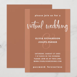 Moderne virtuelle Hochzeit | Kupfer farbig und wei Einladung