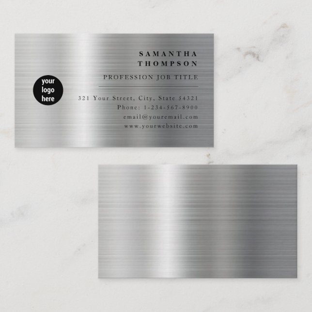 Moderne Visitenkarte für Silver Gray Metal-Logos (Vorne/Hinten)