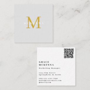 Moderne Visitenkarte mit QR-Code in Hellgrau
