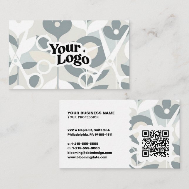 Moderne Visitenkarte – QR-Code & Logo (Vorne/Hinten)