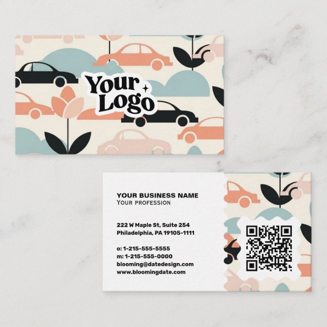 Moderne Visitenkarte – QR-Code & Logo (Vorne/Hinten)