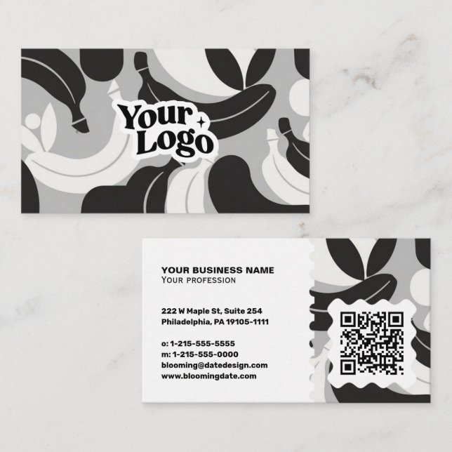Moderne Visitenkarte – QR-Code & Logo (Vorne/Hinten)