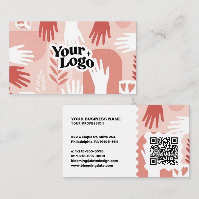 Moderne Visitenkarte – QR-Code & Logo (Vorne/Hinten)