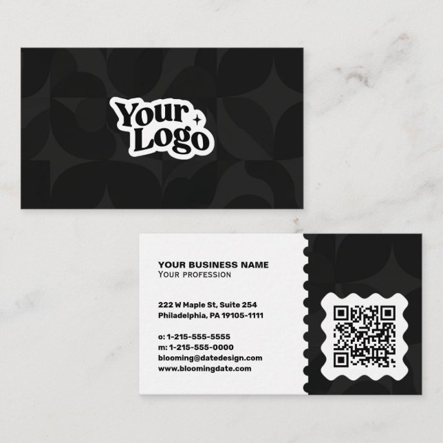 Moderne Visitenkarte – QR-Code & Logo (Vorne/Hinten)