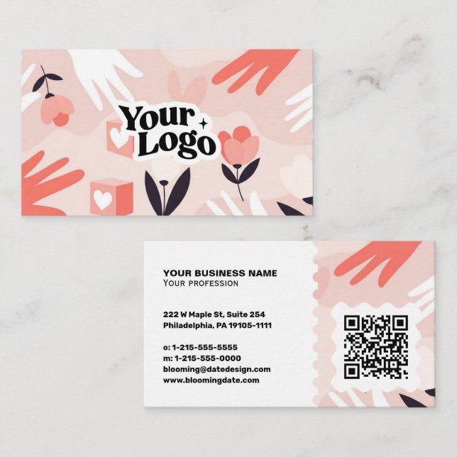 Moderne Visitenkarte – QR-Code & Logo (Vorne/Hinten)