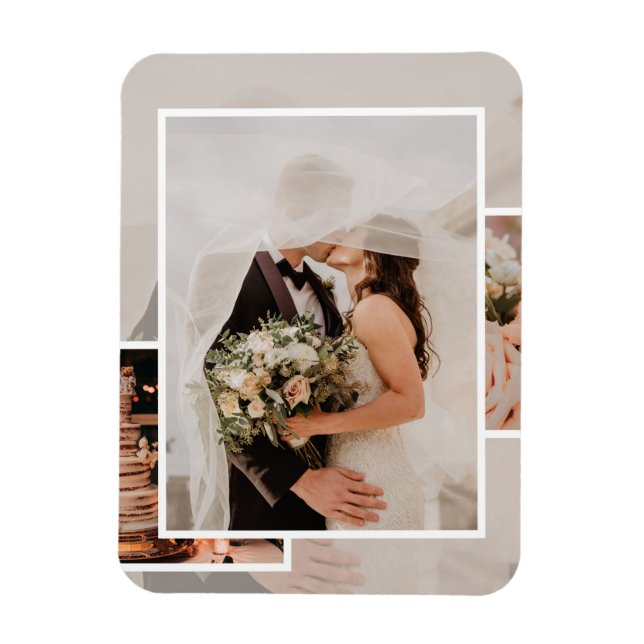 Moderne visuelle Layout-Stimmungsboard-Hochzeitsei Magnet (Vertikal)