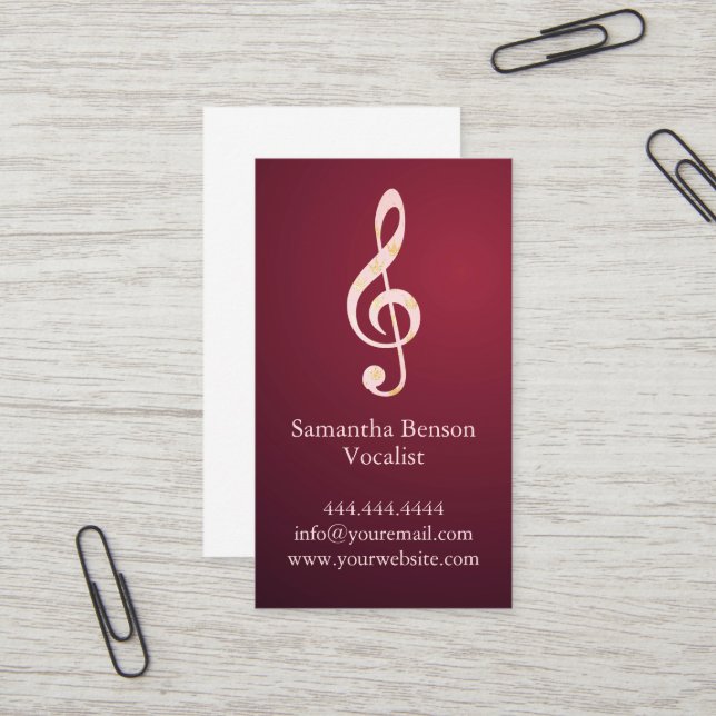 Moderne Vocalist Singer Musical Clef Logo Music Visitenkarte (Vorderseite/Rückseite Beispiel)