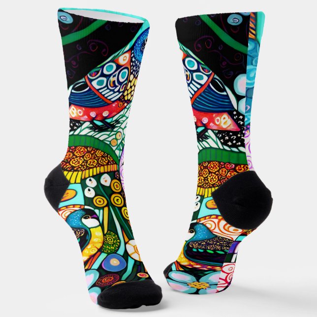 Moderne Vögel mit kühnen Mustern Socken (Gewinkelt)