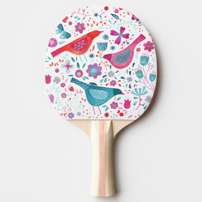 Moderne Vogelflorenfarbe Tischtennis Schläger (Vorderseite)