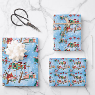 Moderne Vogelhäuser - Weihnachten des Mittelalters Geschenkpapier Set