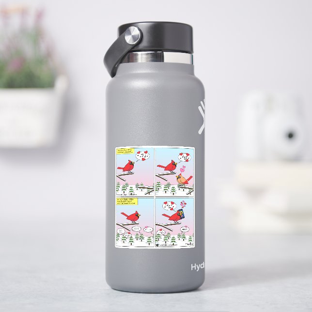 Moderne Vogelpaarung ruft Comic auf Aufkleber (HydroFlask)