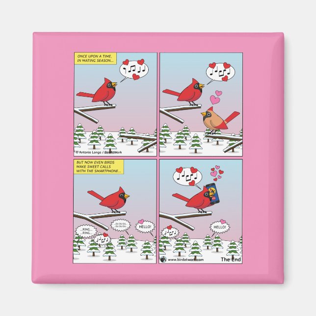 Moderne Vogelpaarung ruft Comic auf Magnet (Vorne)