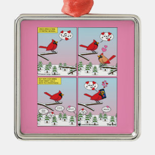 Moderne Vogelpaarung ruft Comic auf Ornament Aus Metall