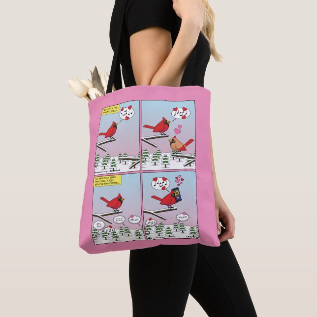 Moderne Vogelpaarung ruft Comic auf Tasche (Von Nahem)