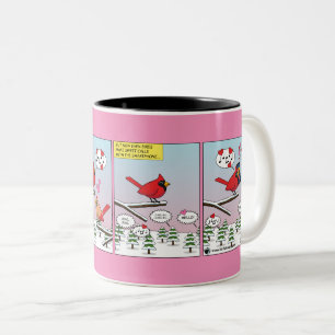 Moderne Vogelpaarung ruft Comic auf Zweifarbige Tasse