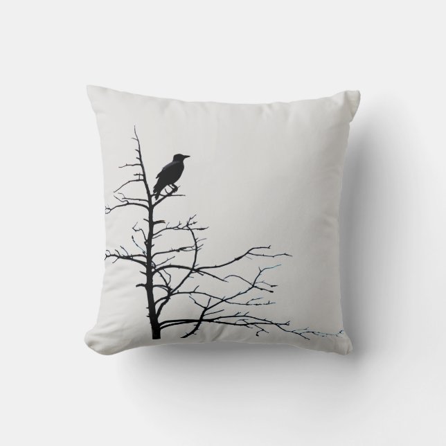Moderne Vogelwelt Schwarz-weiß Kissen (Vorderseite)