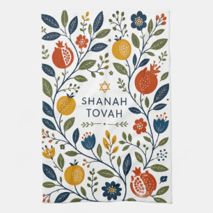 Moderne Volkskunst Shana Tovah Botanisch Geschirrtuch