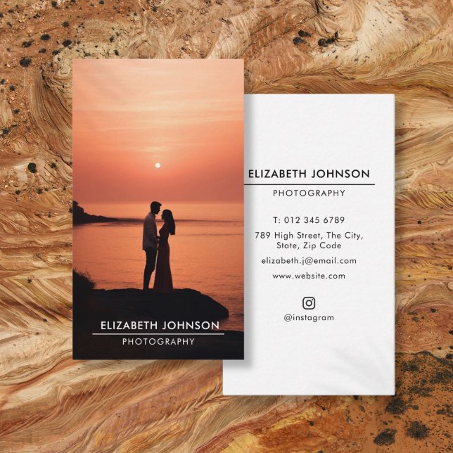 Moderne Vollbildfotografie Minimalistisch Visitenkarte (Modern Full Photo Photography Minimalist Business Card)
