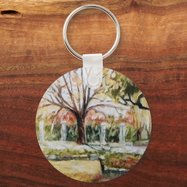 Moderne, von Hand gezeichnet Fallpark Natur Baum u Schlüsselanhänger (Vorderseite)