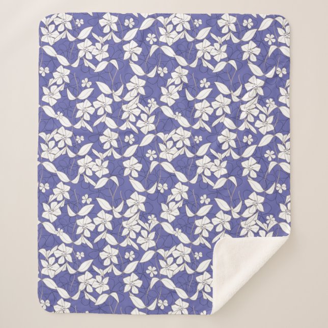 Moderne, von Hand gezeichnet, weiße Blume mit Peri Sherpadecke (Vorderseite)