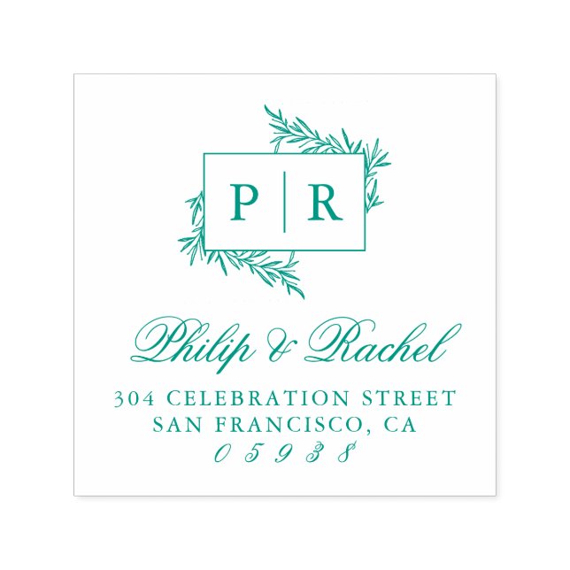 Moderne, von Hand gezeichnet Zweige Hochzeitsszene Permastempel (Design)