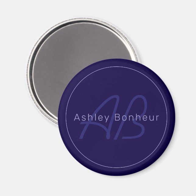 Moderne Vor- und Nachname mit Monogramm Magnet (Vorderseite/Rückseite)