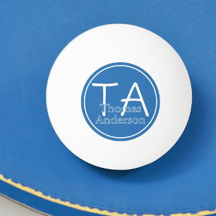 Moderne Vorstellungen und Name in Weiß und Blau Tischtennisball