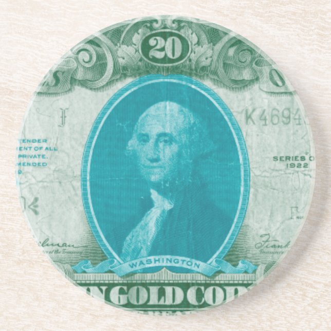 Moderne Währung V Sandstein Untersetzer (Vorne)