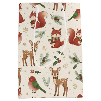Moderne Waldtier-Weihnachtsgeschenktasche Mittlere Geschenktüte