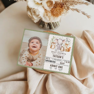 Moderne Waldtiere Wald Junge Baby Shower Einladung