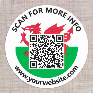 Moderne Wales QR-Code-Sticker, walisische Flagge Runder Aufkleber