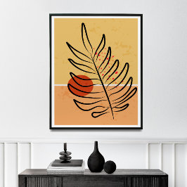 Moderne Wall Art, Sunset Leaf Print, Poster