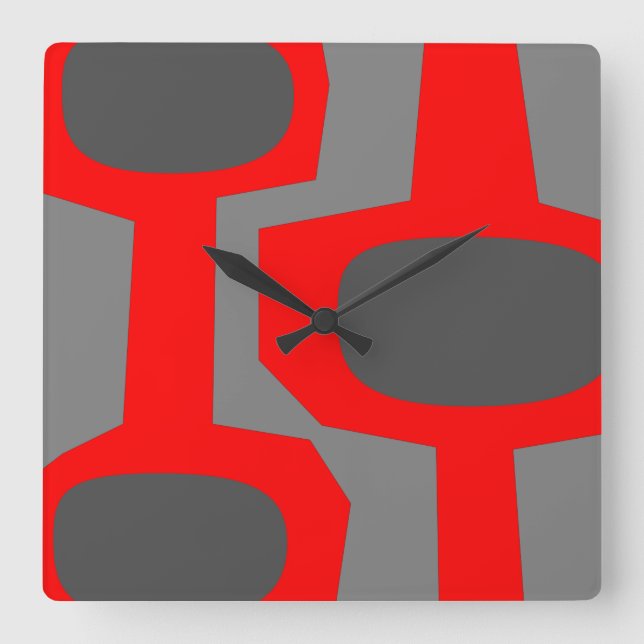 MODERNE WALLSCHALTFLÄCHE Mitte des Jahrhunderts Quadratische Wanduhr (Vorderseite)