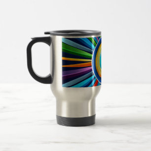 Moderne Wanduhr mit pulsierender Radialbogensonne Reisebecher