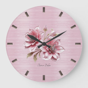 Moderne Wanduhr mit rosa Blumen