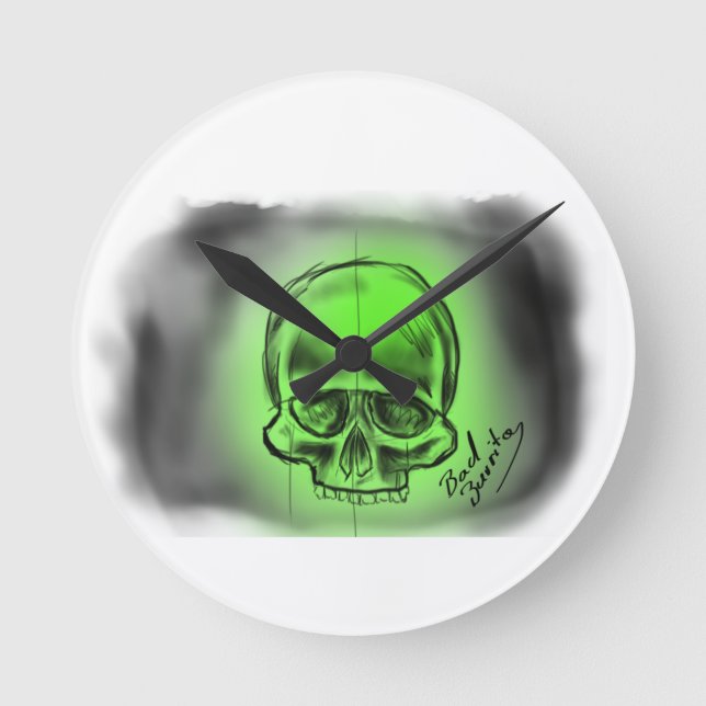 Moderne Wanduhr mit Totenkopf Motiv (Vorderseite)