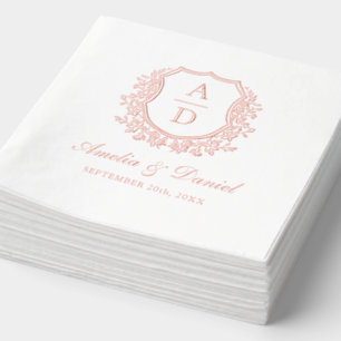 Moderne Wappen Monogram Wedding Rose Gold Servietten Mit Folie