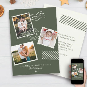Moderne warme Familienfoto süße Briefmarke Feiertagskarte