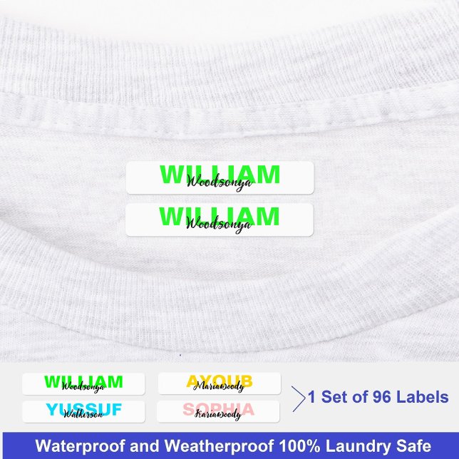 Moderne, wasserdichte Markenbezeichnungen für Klei Etiketten (Personalised Modern Waterproof Name Labels for Clothes)