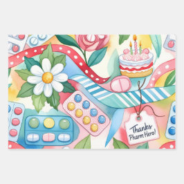 Moderne Wasserfarbe Apotheke Danke Pharm Held Geschenkpapier Set