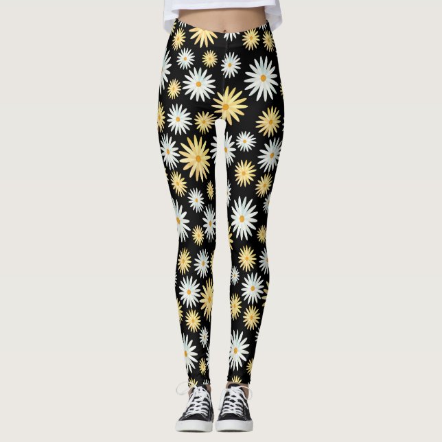 Moderne Wasserfarbe April Muster Leggings (Vorderseite)